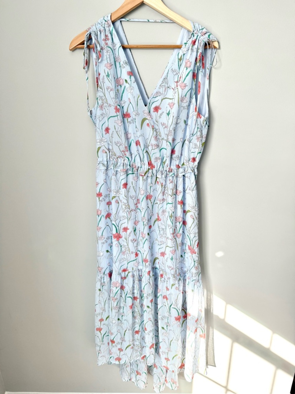 Banana Republic Light Blue Tiered Floral Maxi Dress